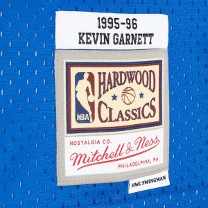 Men’s Minnesota Timberwolves Kevin Garnett Mitchell & Ness Black/Blue Hardwood Classics 1995/96 Split Swingman Jersey