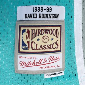 Men’s San Antonio Spurs David Robinson Mitchell & Ness Black/Teal Hardwood Classics 1998/99 Split Swingman Jersey