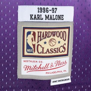 Men’s Utah Jazz Karl Malone Mitchell & Ness Purple/Turquoise Hardwood Classics 1996/97 Split Swingman Jersey