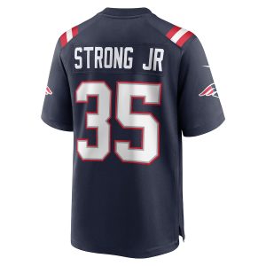 Men’s New England Patriots Pierre Strong Jr. Nike Navy Game Player Jersey