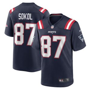 Men’s New England Patriots Matt Sokol Nike Navy Game Player Jersey