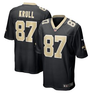 Men’s New Orleans Saints Lucas Krull Nike Black Game Player Jersey