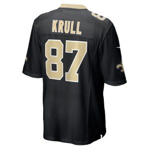 Men’s New Orleans Saints Lucas Krull Nike Black Game Player Jersey