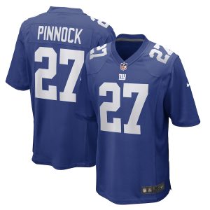 Men’s New York Giants Jason Pinnock Nike Royal Game Player Jersey