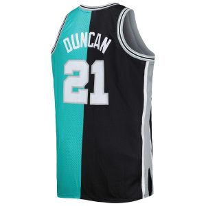 Men’s San Antonio Spurs Mitchell & Ness Black/Teal Big & Tall Hardwood Classics 1998/99 Split Swingman Jersey