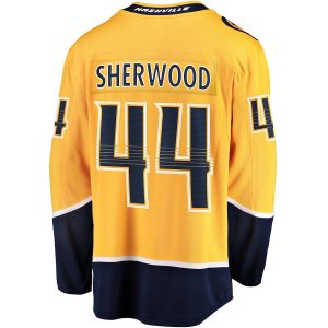 Men’s Nashville Predators Kiefer Sherwood Fanatics Branded Gold Home Breakaway Player Jersey