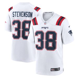 Men’s New England Patriots Rhamondre Stevenson Nike White Game Player Jersey