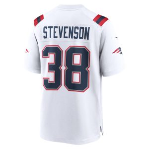 Men’s New England Patriots Rhamondre Stevenson Nike White Game Player Jersey