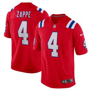 Men’s New England Patriots Bailey Zappe Nike Red Alternate Game Player Jersey