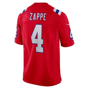 Men’s New England Patriots Bailey Zappe Nike Red Alternate Game Player Jersey