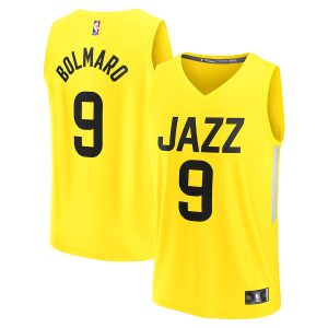 Men’s Utah Jazz Leandro Bolmaro Fanatics Branded Yellow Fast Break Replica Player Jersey – Icon Edition