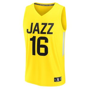 Men’s Utah Jazz Simone Fontecchio Fanatics Branded Yellow Fast Break Replica Player Jersey – Icon Edition