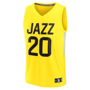 Men’s Utah Jazz Udoka Azubuike Fanatics Branded Yellow Fast Break Replica Player Jersey – Icon Edition