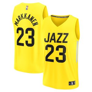 Men’s Utah Jazz Lauri Markkanen Fanatics Branded Yellow Fast Break Replica Player Jersey – Icon Edition