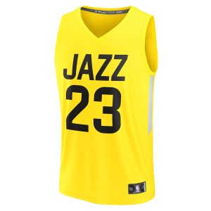 Men’s Utah Jazz Lauri Markkanen Fanatics Branded Yellow Fast Break Replica Player Jersey – Icon Edition