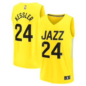 Men’s Utah Jazz Walker Kessler Fanatics Branded Yellow Fast Break Replica Player Jersey – Icon Edition