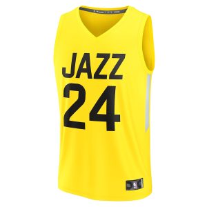 Men’s Utah Jazz Walker Kessler Fanatics Branded Yellow Fast Break Replica Player Jersey – Icon Edition