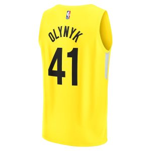 Men’s Utah Jazz Kelly Olynyk Fanatics Branded Yellow Fast Break Replica Player Jersey – Icon Edition