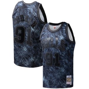 Men’s Chicago Bulls Dennis Rodman Mitchell & Ness Black Hardwood Classics 1995/96 Tie-Dye Swingman Jersey