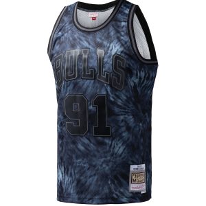 Men’s Chicago Bulls Dennis Rodman Mitchell & Ness Black Hardwood Classics 1995/96 Tie-Dye Swingman Jersey