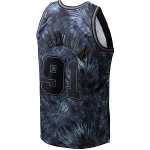 Men’s Chicago Bulls Dennis Rodman Mitchell & Ness Black Hardwood Classics 1995/96 Tie-Dye Swingman Jersey