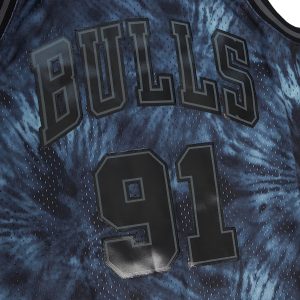 Men’s Chicago Bulls Dennis Rodman Mitchell & Ness Black Hardwood Classics 1995/96 Tie-Dye Swingman Jersey