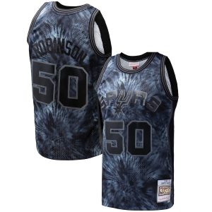 Men’s San Antonio Spurs David Robinson Mitchell & Ness Black Hardwood Classics 1998/99 Tie-Dye Swingman Jersey