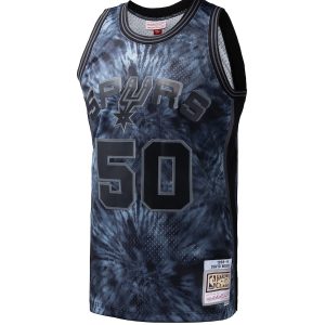 Men’s San Antonio Spurs David Robinson Mitchell & Ness Black Hardwood Classics 1998/99 Tie-Dye Swingman Jersey