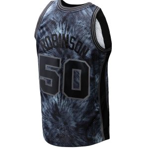 Men’s San Antonio Spurs David Robinson Mitchell & Ness Black Hardwood Classics 1998/99 Tie-Dye Swingman Jersey