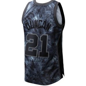 Men’s San Antonio Spurs Tim Duncan Mitchell & Ness Black Hardwood Classics 1998/99 Tie-Dye Swingman Jersey