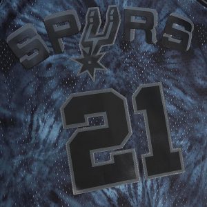 Men’s San Antonio Spurs Tim Duncan Mitchell & Ness Black Hardwood Classics 1998/99 Tie-Dye Swingman Jersey