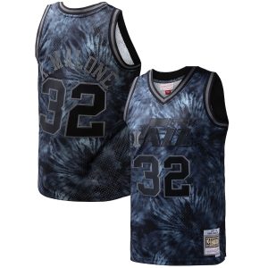 Men’s Utah Jazz Karl Malone Mitchell & Ness Black Hardwood Classics 1991/92 Tie-Dye Swingman Jersey