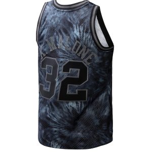 Men’s Utah Jazz Karl Malone Mitchell & Ness Black Hardwood Classics 1991/92 Tie-Dye Swingman Jersey