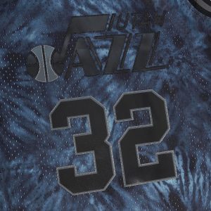 Men’s Utah Jazz Karl Malone Mitchell & Ness Black Hardwood Classics 1991/92 Tie-Dye Swingman Jersey