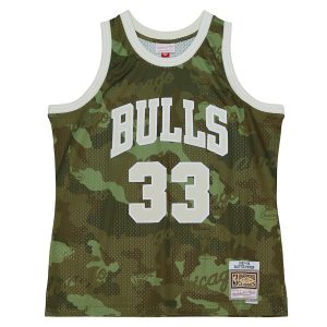 Men’s Chicago Bulls Scottie Pippen Mitchell & Ness Camo Hardwood Classics 1997/98 Ghost Green Swingman Jersey