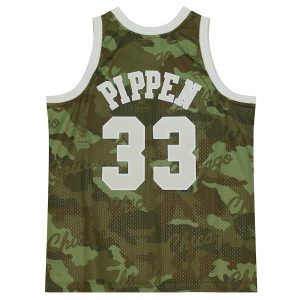 Men’s Chicago Bulls Scottie Pippen Mitchell & Ness Camo Hardwood Classics 1997/98 Ghost Green Swingman Jersey