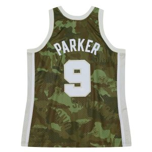 Men’s San Antonio Spurs Tony Parker Mitchell & Ness Camo Hardwood Classics 2000/01 Ghost Green Swingman Jersey