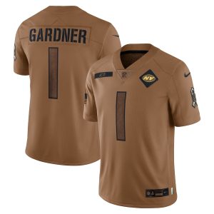 Men’s New York Jets Ahmad Sauce Gardner Nike Brown 2023 Salute To Service Limited Jersey
