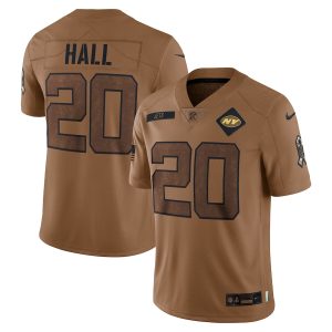 Men’s New York Jets Breece Hall Nike Brown 2023 Salute To Service Limited Jersey