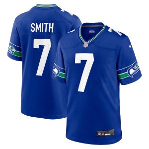 Men’s Seattle Seahawks Geno Smith Nike Royal Throwback Player Game Jersey