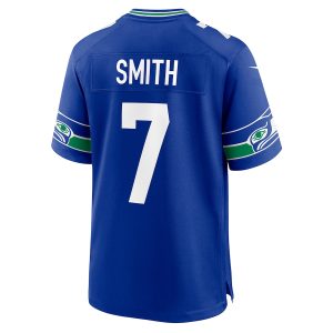 Men’s Seattle Seahawks Geno Smith Nike Royal Throwback Player Game Jersey