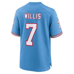 Men’s Tennessee Titans Malik Willis Nike Light Blue Oilers Throwback Alternate Game Player Jersey