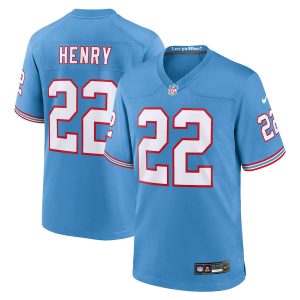 Men’s Tennessee Titans Derrick Henry Nike Light Blue Oilers Throwback Alternate Game Player Jersey