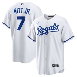 Men’s Kansas City Royals Bobby Witt Jr. Nike White Home Replica Player Jersey