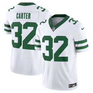 Men’s New York Jets Michael Carter Nike White Vapor F.U.S.E. Limited Jersey