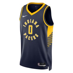 Unisex Indiana Pacers Tyrese Haliburton Nike Navy Swingman Jersey – Icon Edition