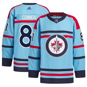 Men’s Winnipeg Jets Kyle Connor adidas Light Blue Anniversary Primegreen Authentic Player Jersey