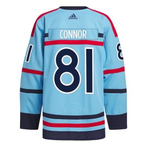 Men’s Winnipeg Jets Kyle Connor adidas Light Blue Anniversary Primegreen Authentic Player Jersey