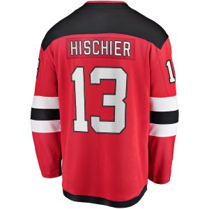 Men’s New Jersey Devils Nico Hischier Fanatics Branded Red Captain Patch Home Breakaway Jersey