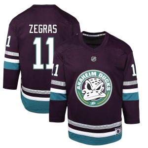 Youth Anaheim Ducks Trevor Zegras Purple 30th Anniversary Replica Player Jersey